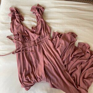 Beauty Secret Ruffle Tie Maxi Dress